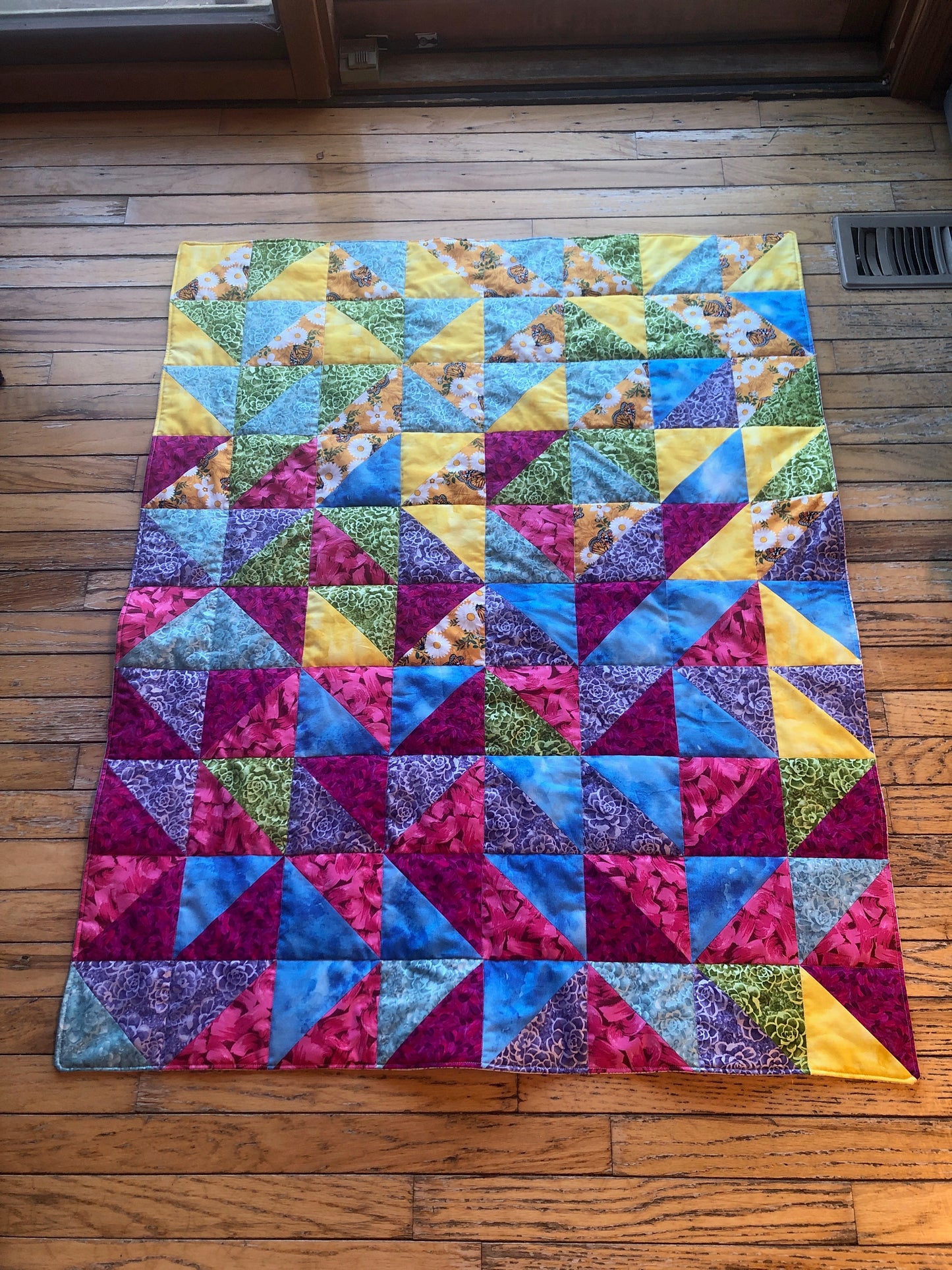 Half Square Triangle Toddler Quilt